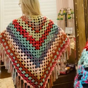 Hand crocheted hippie vibe shawl